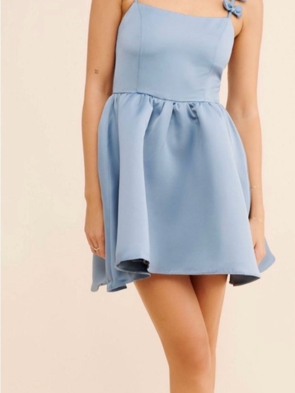 Elliatt Powder Blue Mini Dress with Bow Strap. LK NEW